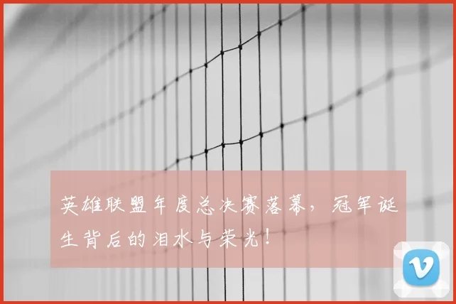 英雄联盟年度总决赛落幕，冠军诞生背后的泪水与荣光！